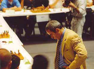Gary Kasparov during game.
photo: Jean-Pierre Vingerhoed