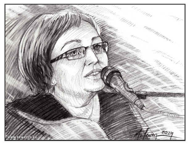Portret Marioli Koniecznej (zwanej Bytomska Osieck), rysunek owkiem, A4, 2014