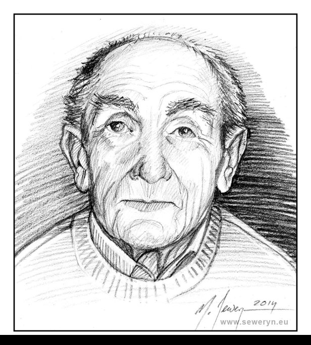 Portret 100letniego Dziadka, rysunek owkiem, A4, 2014